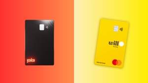 Cartões de crédito do Player's Bank e do Will Bank lado a lado, representando o comparativo entre os dois bancos digitais e suas propostas distintas para diferentes perfis de consumidores.